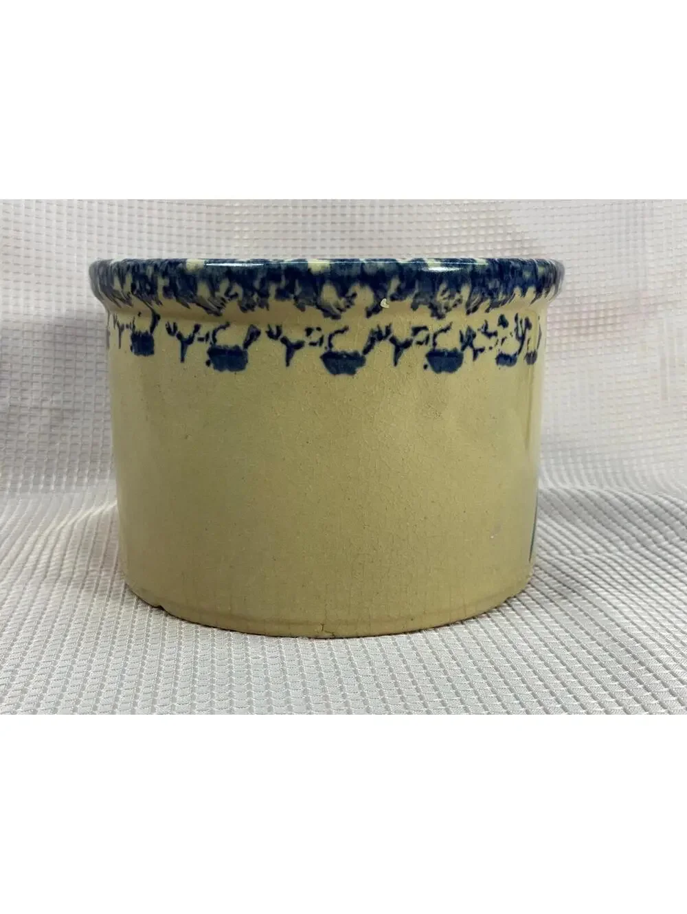 117 Vintage Robinson Ransbottom Pottery Crock blue spongeware wheat pattern